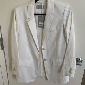 Everlane NWT white cotton linen blend blazer